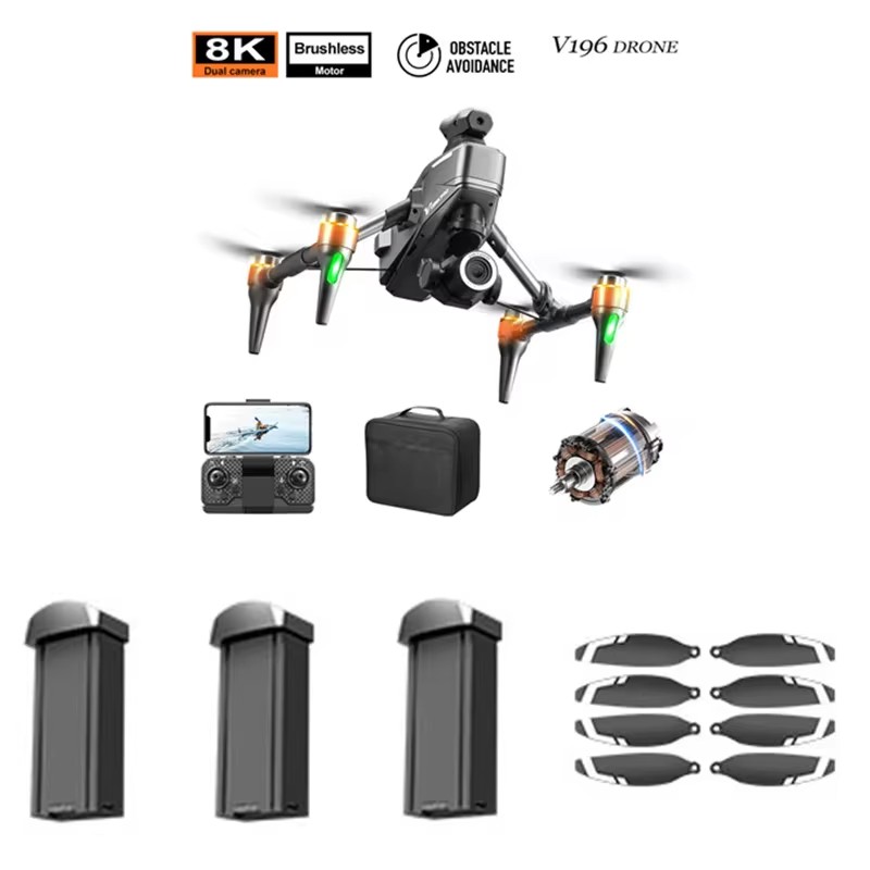 Drone V196 Rc - V196 Brushless 8K โดรน RC แบบควอดคอปเตอร์พร้อมระบบหลบหลีกสิ่งกีดขวาง