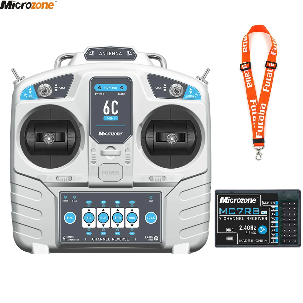 Telemetry Module Rc - ไมโครโซน MC6C V2ขนาดเล็ก2.4G เครื่องส่งสัญญาณควบคุม6CH พร้อมตัวรับสัญญาณระบบวิทยุสำหรับเครื่องบิน RC