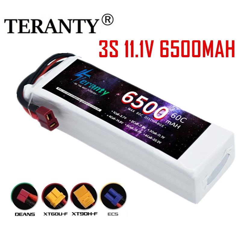 Drone Avion Rc - แบตเตอรี่ลิโพ TERANTY 11.1V 6500MAH สำหรับควอดคอปเตอร์ RC