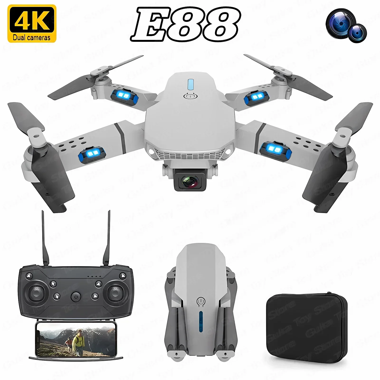 E88 Pro WIFI FPV Droneมุมกว้าง - Drone E88Pro Rc 4K บทวิจารณ์และราคา