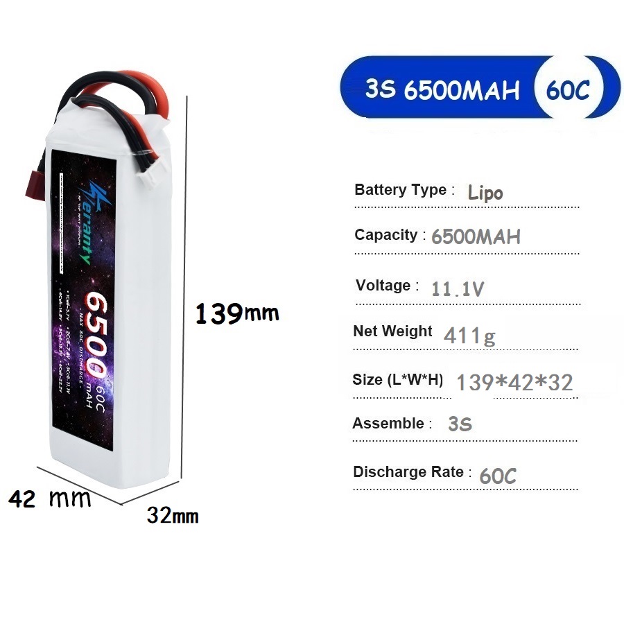 แบตเตอรี่ลิโพ TERANTY 11.1V 65 - Drone Avion Rc บทวิจารณ์และราคา